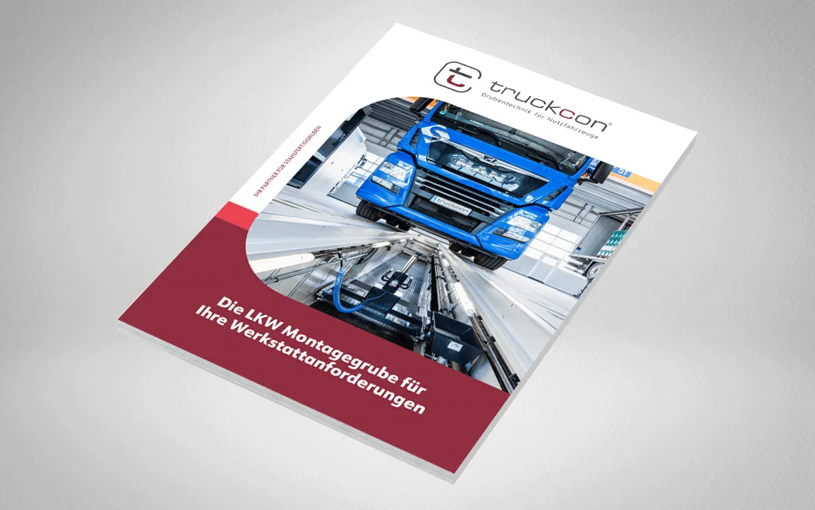 Truckcon Broschüre für Montagegruben für Werkstattanforderungen in LKW-Werkstätten